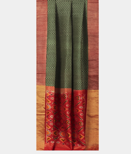 Bottle Green Printed Raw Silk Saree T2145012