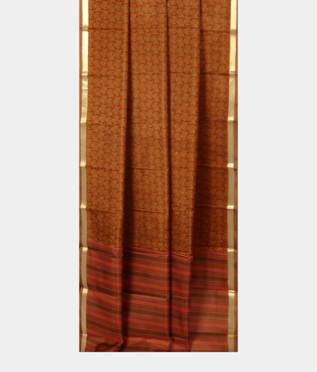 Brown Printed Silk Saree T162622 K2