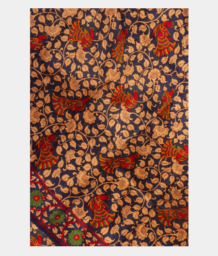 Blue Printed Silk Saree T216504-image