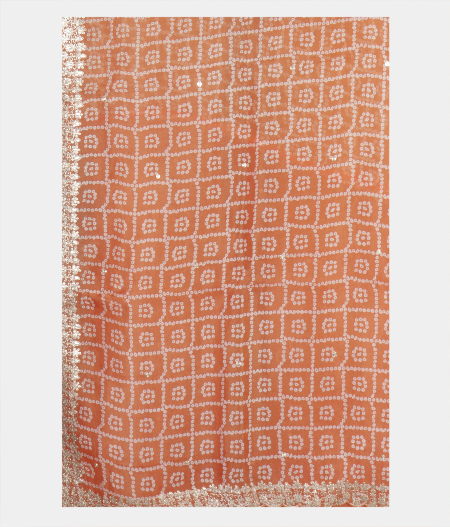 Peach Kora Organza Printed Saree T2276244