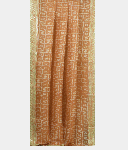 Light Salmon Pink Kora Organza Printed Saree T2276052