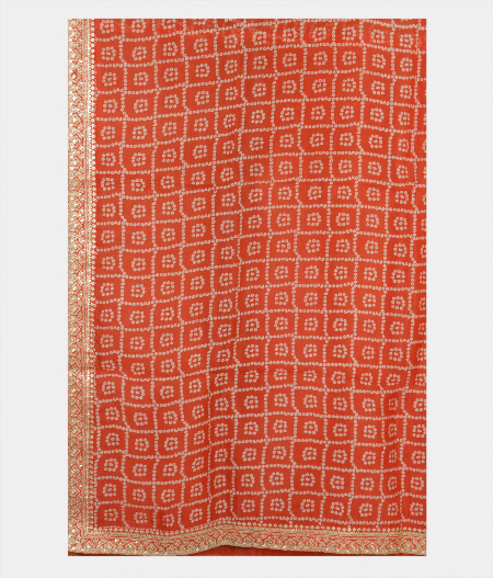 Dark Peach Kora Organza Printed Saree T2294784