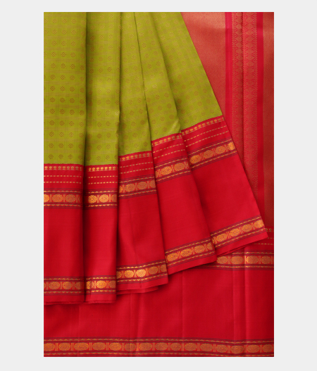 Lime Green Handwoven Kanjivaram Silk Saree T1877802