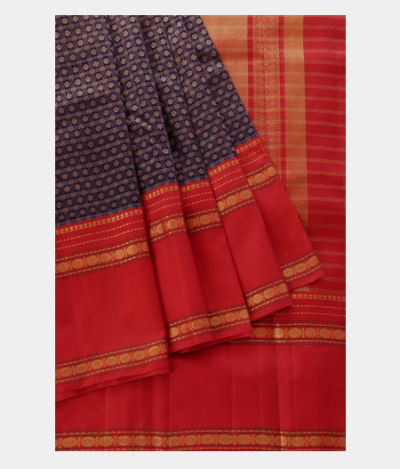 Midnight Blue Handwoven Kanjivaram Silk Saree T2272052