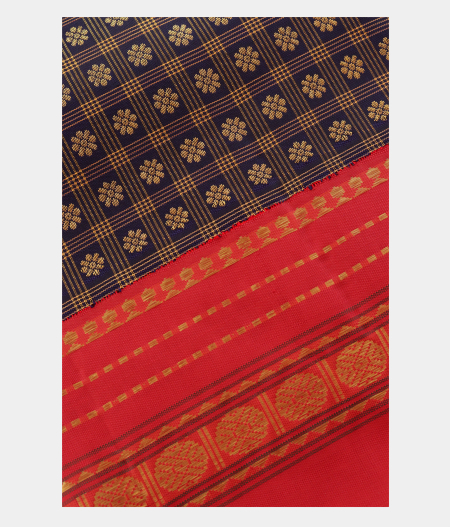 Midnight Blue Handwoven Kanjivaram Silk Saree T2272053