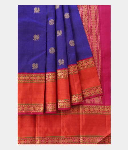 Blue Handwoven Kanjivaram Silk Saree T2271812