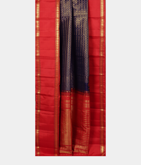 Midnight Blue Handwoven Kanjivaram Silk Saree T2272054