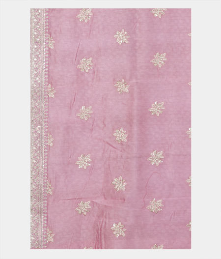 Pinkish Lavender Kora Organza Printed Saree3