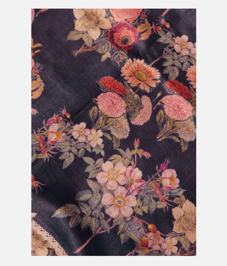 Dark Grey Tussar Printed Saree T219377-image