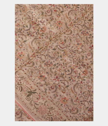 Light Grey Tussar Printed Saree T227627-image