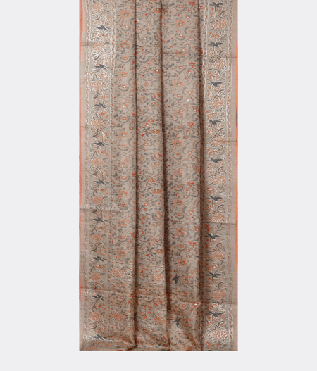 Light Grey Tussar Printed Saree T2276272