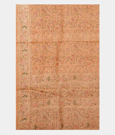 Light Peach Tussar Printed Saree T2276294
