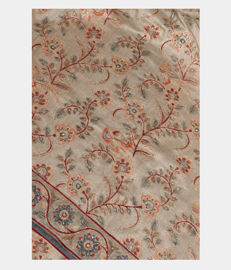 Silver Tussar Embroidery Saree T227636-image