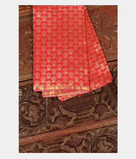Pinkish Orange Handwoven Kanjivaram Silk Blouse T30120-image