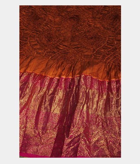 Brown kanjivaram silk Bandhini  saree T1906192