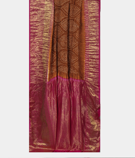 Brown kanjivaram silk Bandhini  saree T1906194