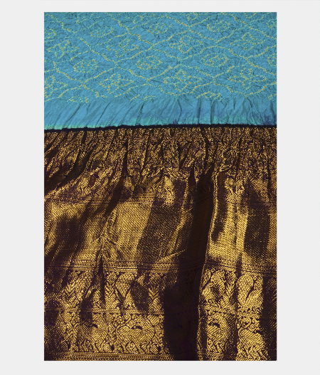 Sky Blue kanjivaram silk Bandhini  saree T1639462