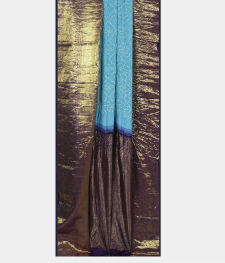 Sky Blue kanjivaram silk Bandhini  saree T1639464