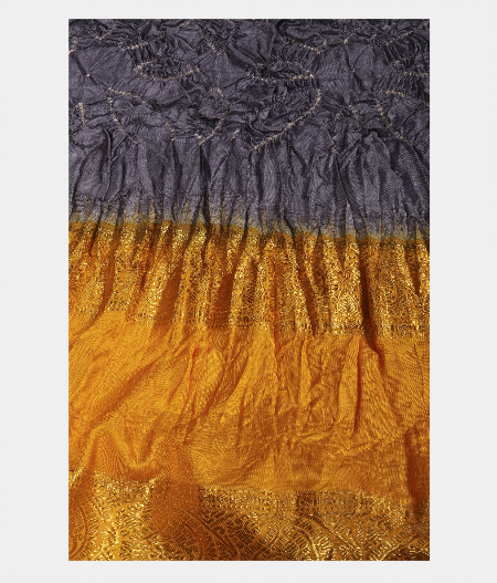 Grey kanjivaram silk Bandhini saree T1964542