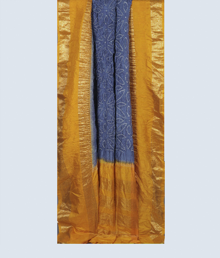 Grey kanjivaram silk Bandhini saree T1964544