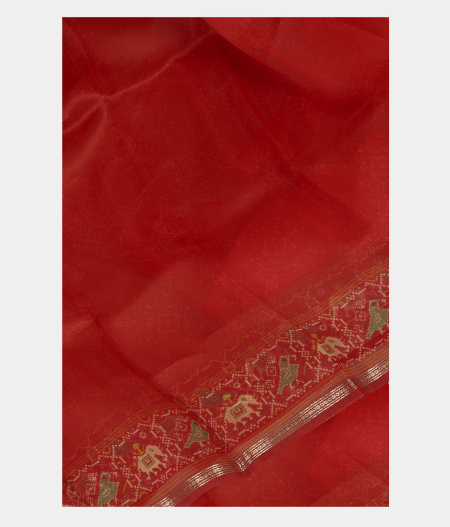 Red Kora Organza Printed Saree T228097-image
