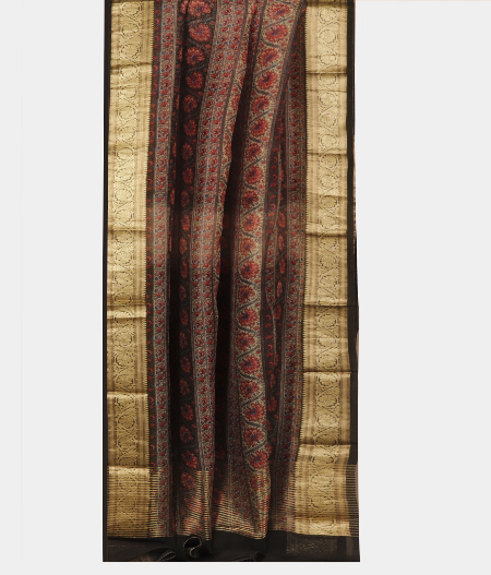 Black Kora Organza Printed Saree T2275652