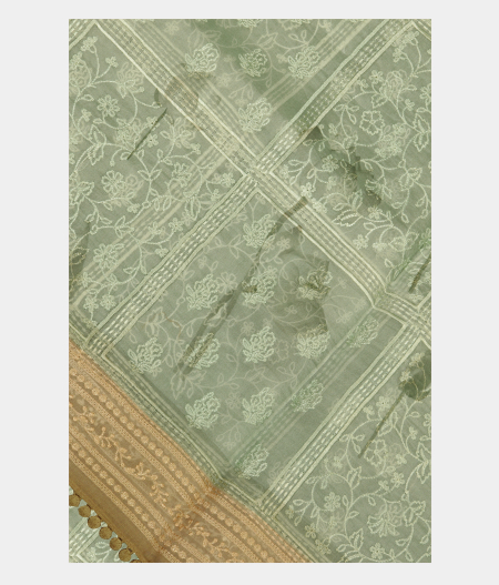 Green Kora Organza Embroidery Saree T228585-image