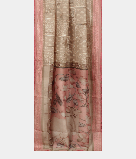 Beige Kora Organza Embroidery Saree T2285872