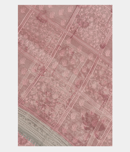 Pinkish Lavender Kora Organza Embroidery Saree  T228586-image