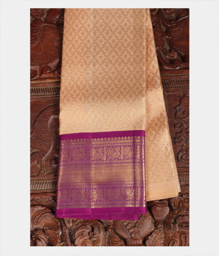Beige Handwoven Kanjivaram Silk Kids Pavadai T228826-image