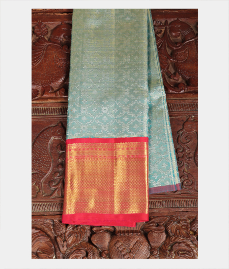 Blue Handwoven Kanjivaram Tissue Silk Kids Pavadai T228828 -image