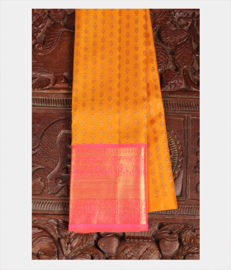 Yellow Handwoven Kanjivaram Silk Kids Pavadai T228822-image