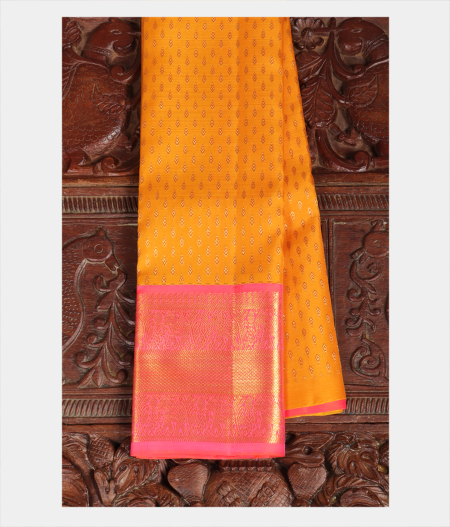 Yellow Handwoven Kanjivaram Silk Kids Pavadai T228819-image