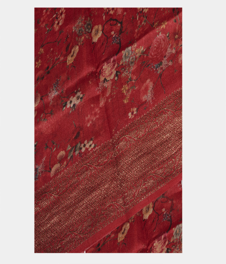 Red Tussar Printed Saree T228645-image