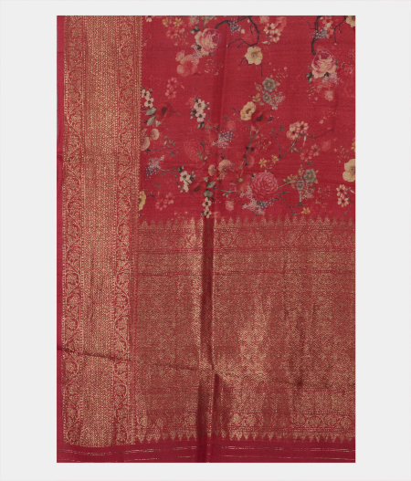 Red Tussar Printed Saree T2286454