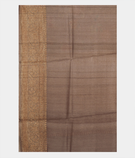 Light Brown Tussar Printed Saree T2286393