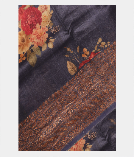 Blue Tussar Printed Saree T228625-image