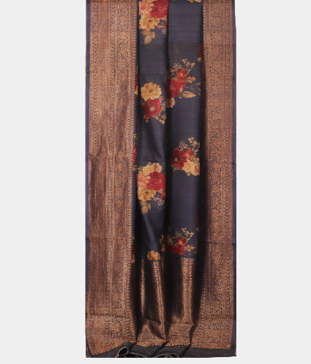 Blue Tussar Printed Saree T2286252