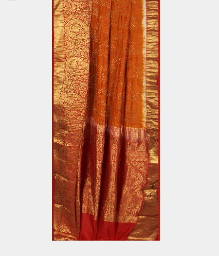 Rust Bandhani Soft Silk Saree T2114392