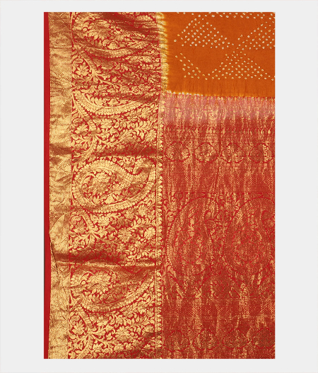 Rust Bandhani Soft Silk Saree T2114394