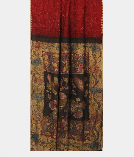 Maroon Bandhani tussar Saree T2293152