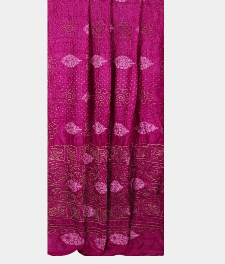Pink Bandhani Tussar  Saree T2219512