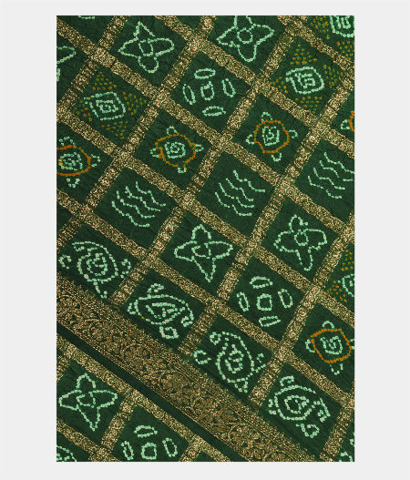 Green Bandhani Gajji Silk Saree T212408-image
