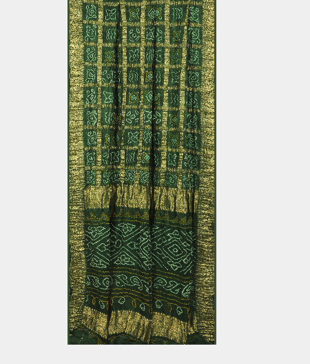 Green Bandhani Gajji Silk Saree T2124082