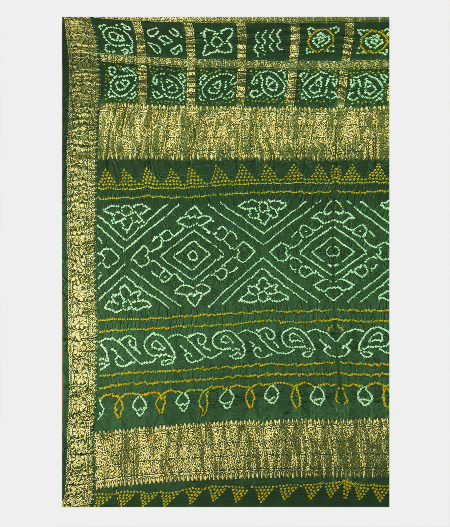 Green Bandhani Gajji Silk Saree T2124084