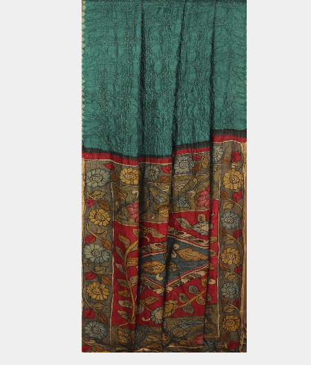 Blue Bandhani Tussar Saree T2293142
