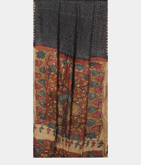 Grey  Bandhani  Tussar  Saree T2293172