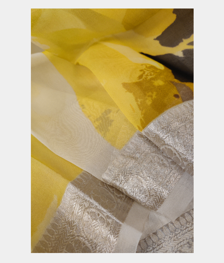 White Kora Organza Printed Saree T2273922