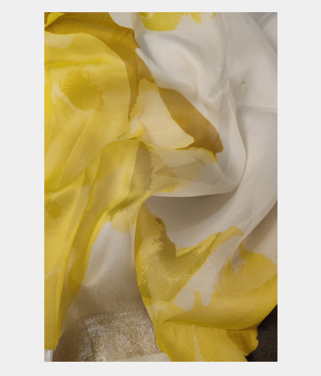 White Kora Organza Printed Saree T2273923