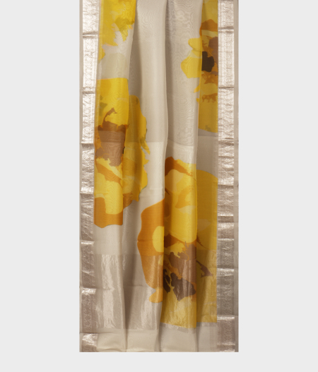 White Kora Organza Printed Saree T2273924